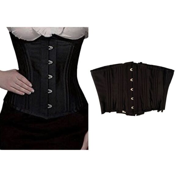 CAMELIAS SATIN CORSET SATIN WAIST TRAINER CINCHER BONED STEEL XS - Picture 1 of 15